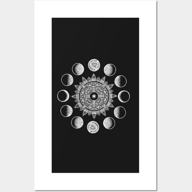 Mandala Moon Phases Wall Art by NorthAnima